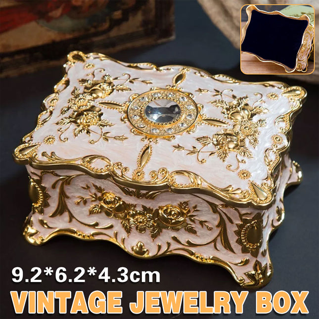 Retro Jewelry Box Trinket Organizer Alloy Crafts Ring Necklace Storage Box