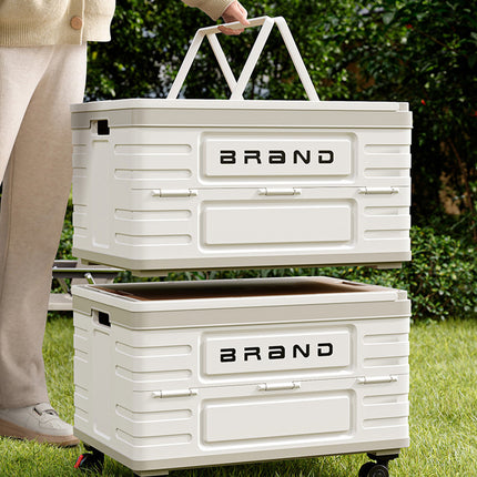 Camping Foldable Storage Box Latch or Wooden Lid Car Boot Tent Outdoor Organiser