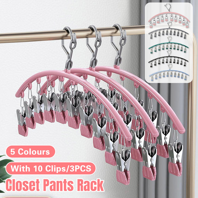 3PCS Windproof Clothes Drying Rack Balcony Hanger Pantyhose Underwear Clips