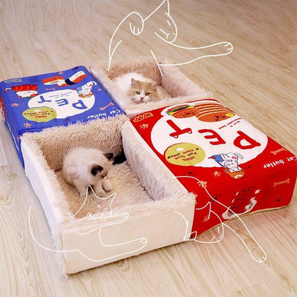 Rectangular Cookie Box Pet Bed for Cats Dogs Cat Bed Kitten Puppy Soft Pet House