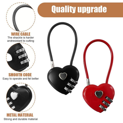 Heart Shaped Password Lock Safety Lock For Travel Luggage Bags Jewelry Box