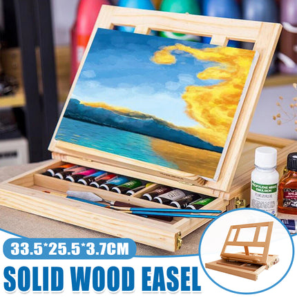 Desktop Solid Wood Easel With Drawers Adjustable Wood Desk Table Easel for Draw