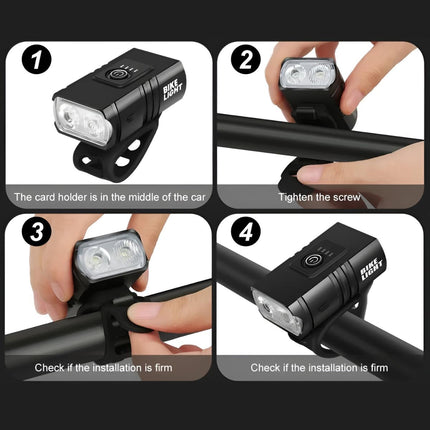 1000 Lumens Bike Aluminum Front Rear Light Set USB Charging Waterproof Sturdy