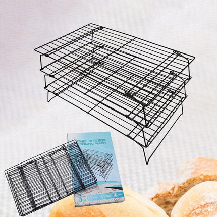 3 Tier Cake Rack Baking Bread Cooling Rack Portable Collapsible Mesh Shelf