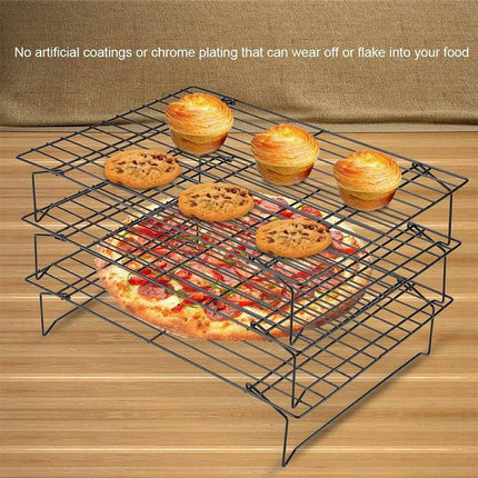 3 Tier Cake Rack Baking Bread Cooling Rack Portable Collapsible Mesh Shelf