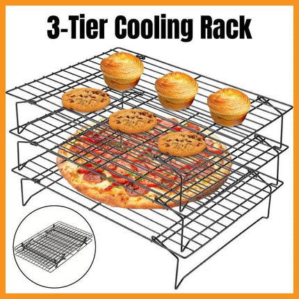 3 Tier Cake Rack Baking Bread Cooling Rack Portable Collapsible Mesh Shelf