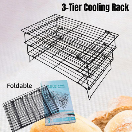 3 Tier Cake Rack Baking Bread Cooling Rack Portable Collapsible Mesh Shelf