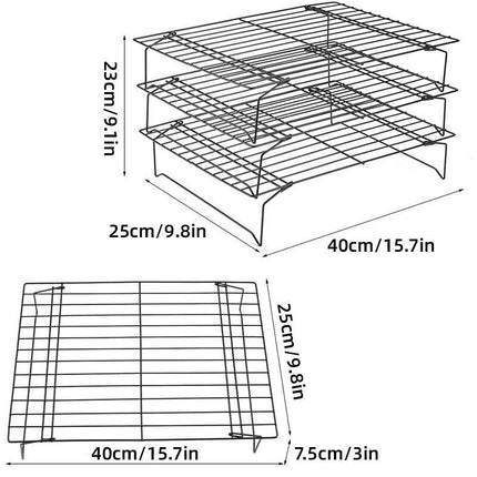 3 Tier Cake Rack Baking Bread Cooling Rack Portable Collapsible Mesh Shelf