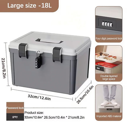 Lockable Document Storage Box with Combination Lock for Home Office Filing