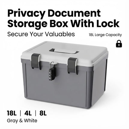Lockable Document Storage Box with Combination Lock for Home Office Filing