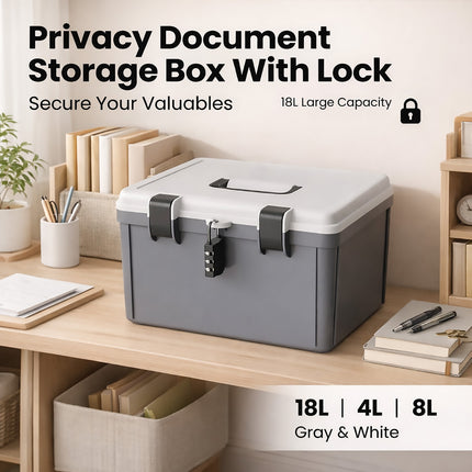 Lockable Document Storage Box with Combination Lock for Home Office Filing