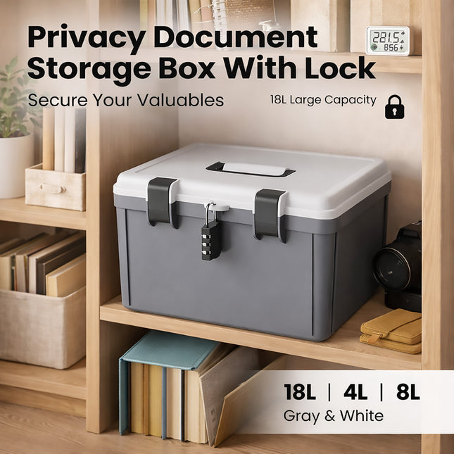 Lockable Document Storage Box with Combination Lock for Home Office Filing