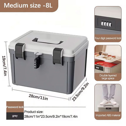 Lockable Document Storage Box with Combination Lock for Home Office Filing