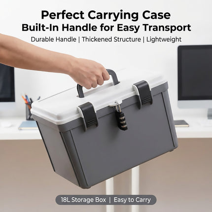 Lockable Document Storage Box with Combination Lock for Home Office Filing
