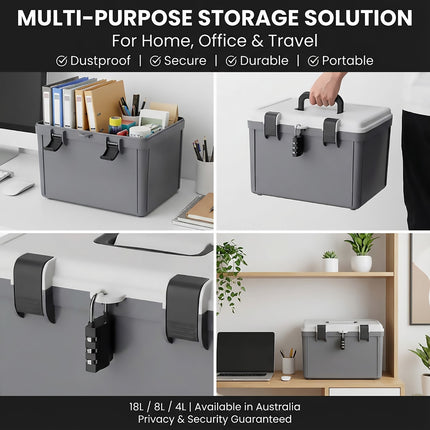 Lockable Document Storage Box with Combination Lock for Home Office Filing