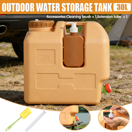 30L Camping Water Storage Tank with Soap Dispenser Leak Proof Easy to Carry