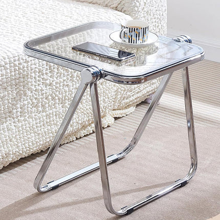 Foldable Transparent Small Coffee Table for Living Room Bedroom Space Saving