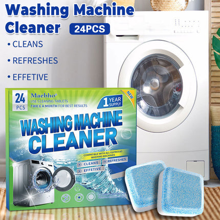 24PCS Effervescent Tablets Washing Machine Cleaner Deep Stain and Odor Removal