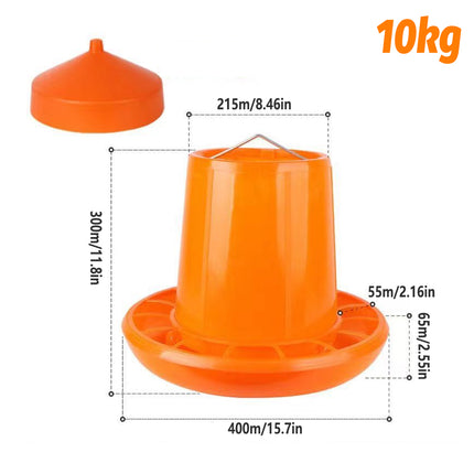 Chicken Feeder Trough Food Bowl Feed Pail Large Capacity for Poultry Coop Farm