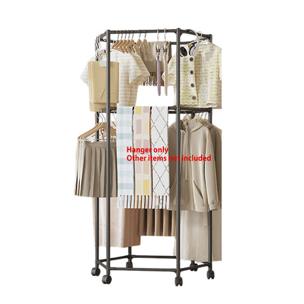 Floor-Standing Rotating Clothes Rack with Wheels Mobile Thickness Steel Pipe