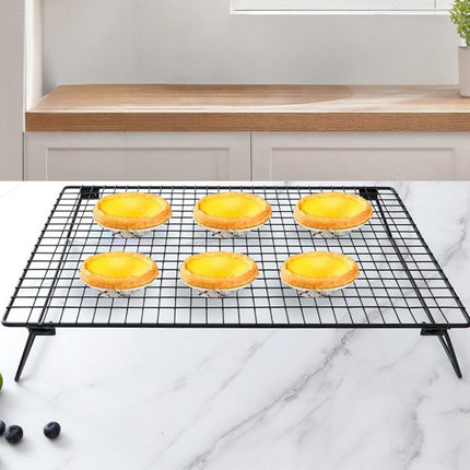 Collapsible Black Mesh Cake Cooling Rack Foldable Baking Tray for Kitchen Use