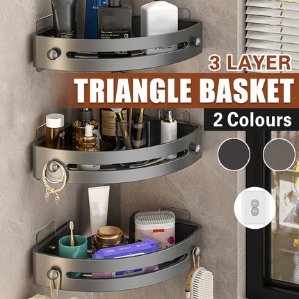 Three-layer Bathroom Triangular Shelf Basic Model Hole-free Storage Towel Rack