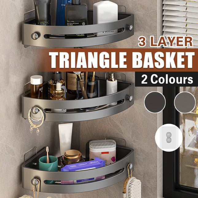 Three-layer Bathroom Triangular Shelf Basic Model Hole-free Storage Towel Rack