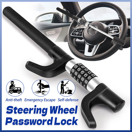 Portable Auto Car Steering Wheel Lock Security Keyless Password Code Anti Theft