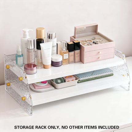 Double Layer Acrylic Desktop Organiser Stable Clear for Desk Monitor Riser Use