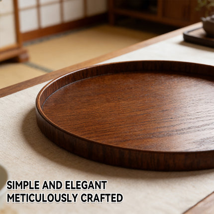 Round Wooden Serving Tray 4 Sizes Living Room Kitchen Dining Table Serving Tray