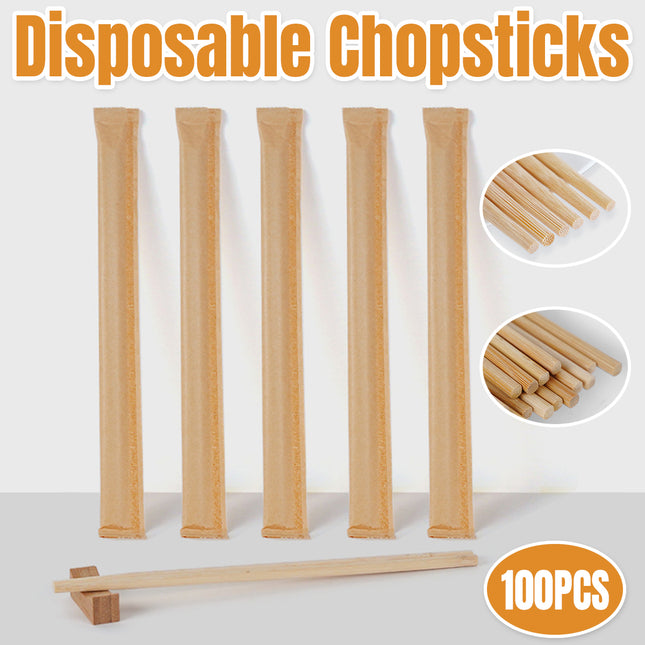 100pcs Disposable Wooden Chopsticks Individually Wrapped Bulk for Restaurants