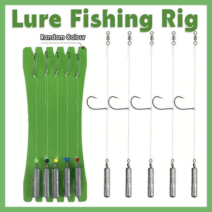 5 Pack Fishing Drop Hook Lead Sinker Bait Rig Board Tackle Accessories Set
