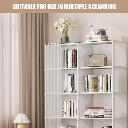 Simple Bookshelf Storage Rack with Dust Proof Curtain for Bedroom Living Room