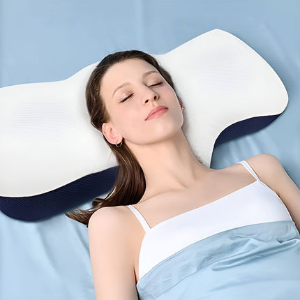 Memory Foam Neck Pillow Ergonomic Slow-Rebound with Tencel Mesh Cover