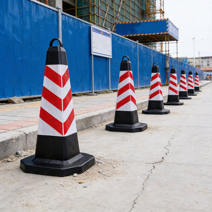 2PCS Road Rubber Traffic Cone Safety Cone Flexible Resilient for Construction