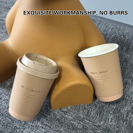 50PCS Coffee Paper Cups with Lids 330/380/500ml Disposable Takeaway Hot Drink