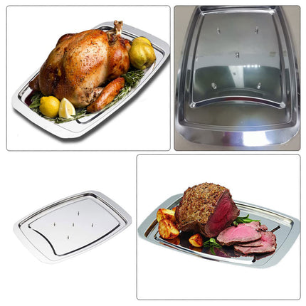 Stainless Steel Grill Plate Meat Roasting Tray with Spikes Barbecue Rack Tool