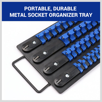 Socket Rack 4 Row 1/4 3/8 1/2 Drive Rail Wall Mounted Tool Holder