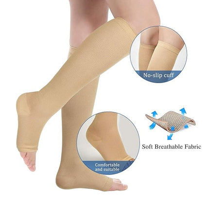 Open Toe Compression Socks Calf Support Long Tube for Sleep / Recovery
