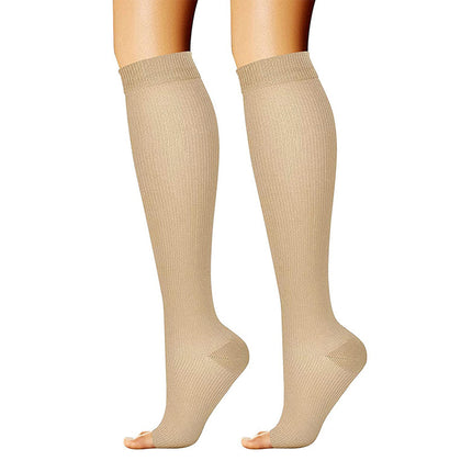Open Toe Compression Socks Calf Support Long Tube for Sleep / Recovery