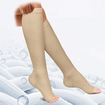 Open Toe Compression Socks Calf Support Long Tube for Sleep / Recovery