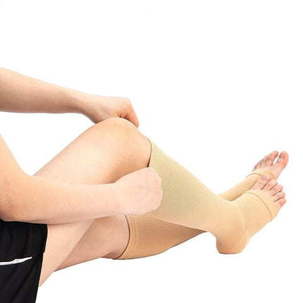 Open Toe Compression Socks Calf Support Long Tube for Sleep / Recovery
