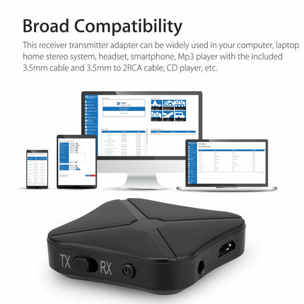2 in 1 Bluetooth 4.2 Audio Transmitter and Receiver Adapter with RCA AUX Support
