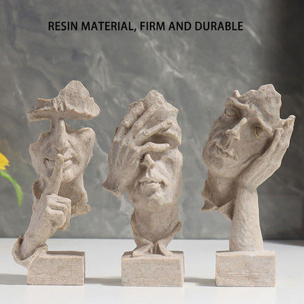 Resin Sculpture 3pcs Modern Office Desktop Art Decor Ornament Home Decoration
