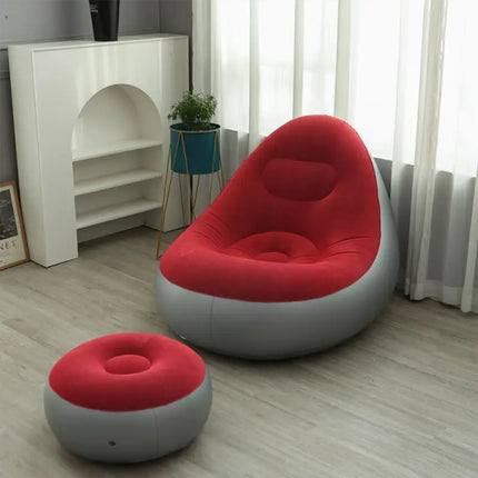 Inflatable Folding Lazy Sofa Chair PVC Air Recliner With Pump Backrest Seat Bed