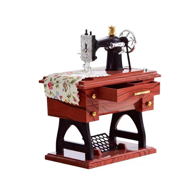 Vintage Music Box Sewing Machine Style Mechanical Birthday Gift Table Decor