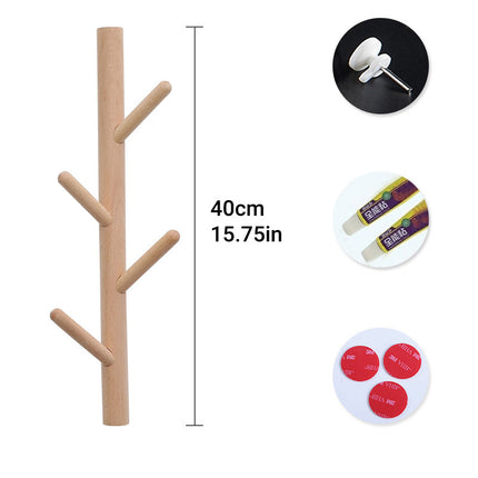 Wooden Wall Mounted Coat Rack Shelf Entryway Organizer with Hooks for Clothes