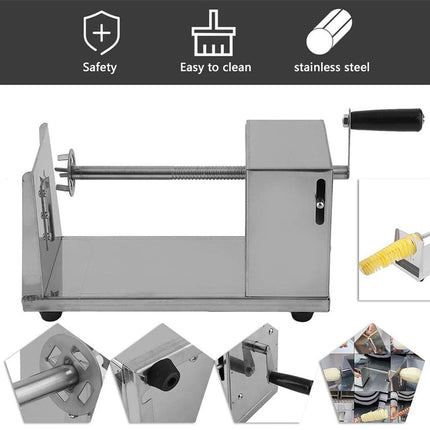 Stainless Steel Manual Potato Spiral Cutting Machine Hand Crank Slicer