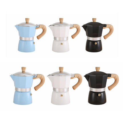 Portable Coffee Maker Wood Grain Handle Outdoor Manual Espresso Machine Camping