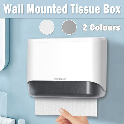 Wall Mounted Paper Dispenser Box Perforation Free Hand Towel Holder for Kitchen